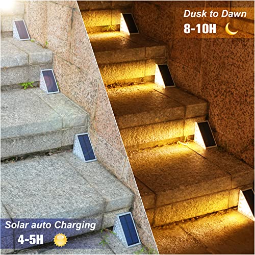 VOLISUN Solar Stair Lights 6 Pack, Solar Step Lights Outdoor Water...