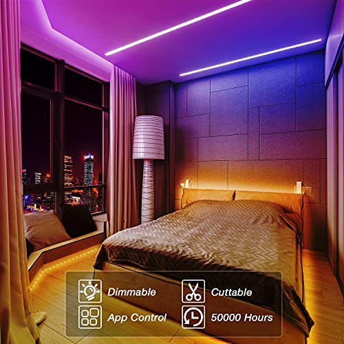 VOLIVO Smart Led Strip Lights 100ft, RGB App Controlled Bluetooth ...