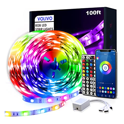 VOLIVO Smart Led Strip Lights 100ft, RGB App Controlled Bluetooth ...
