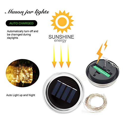 6 x Solar Mason Jar Lights and Handle/3 Fairy Sticker,6 Pack 30 Ma...