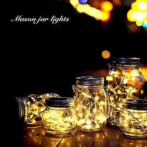 6 x Solar Mason Jar Lights and Handle/3 Fairy Sticker,6 Pack 30 Ma...