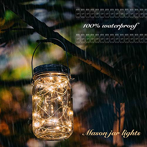 6 x Solar Mason Jar Lights and Handle/3 Fairy Sticker,6 Pack 30 Ma...