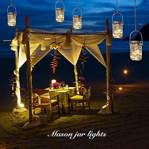 6 x Solar Mason Jar Lights and Handle/3 Fairy Sticker,6 Pack 30 Ma...