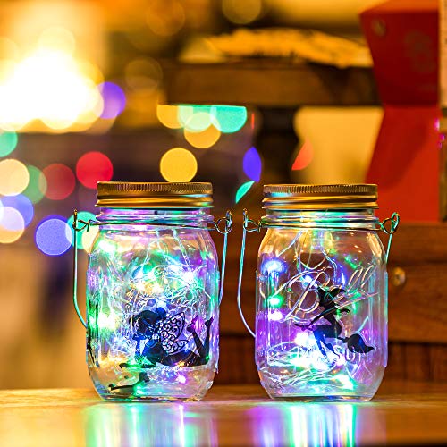 Solar Mason Jar Lid LightHandle/Fairy Sticker Included,6 Pack 30...