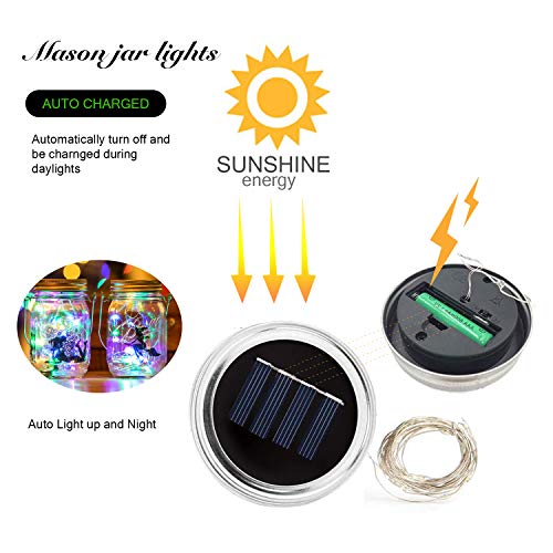 Solar Mason Jar Lid LightHandle/Fairy Sticker Included,6 Pack 30...