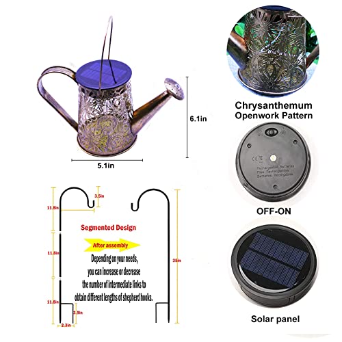 VOOKRY Solar Watering Can with Lights Christmas Decorations Metal ...