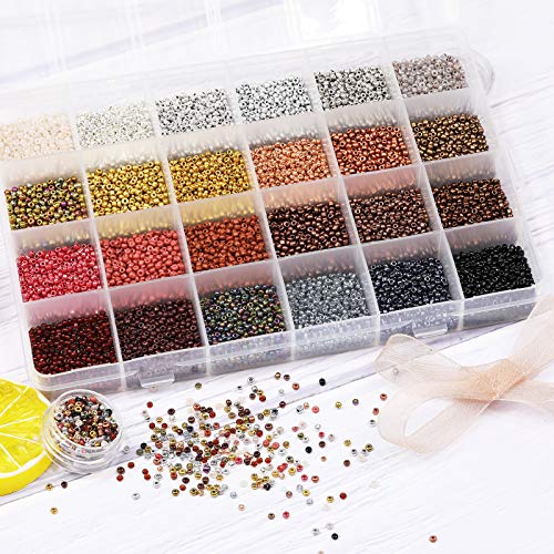 VOOMOLOVE 12/0 Glass Seed Beads About 15600pcs 24 Colors 2mm Loose...