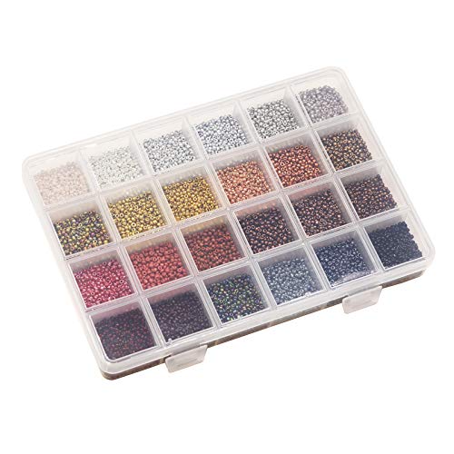 VOOMOLOVE 12/0 Glass Seed Beads About 15600pcs 24 Colors 2mm Loose...