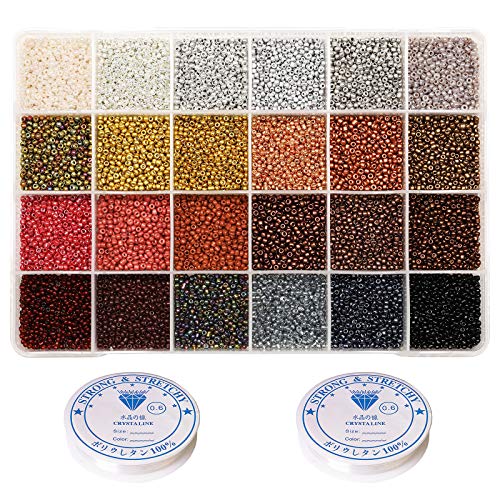 VOOMOLOVE 12/0 Glass Seed Beads About 15600pcs 24 Colors 2mm Loose...