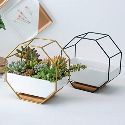 VOSAREA 1PC Octagonal Hanging Air Plant Pots Metal Iron Frame Wall...