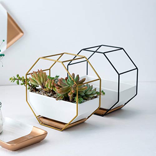VOSAREA 1PC Octagonal Hanging Air Plant Pots Metal Iron Frame Wall...