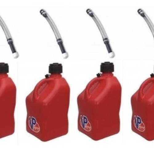 4 Pack VP 5 Gallon Square Red Racing Utility Jugs with 4 Deluxe Fi...