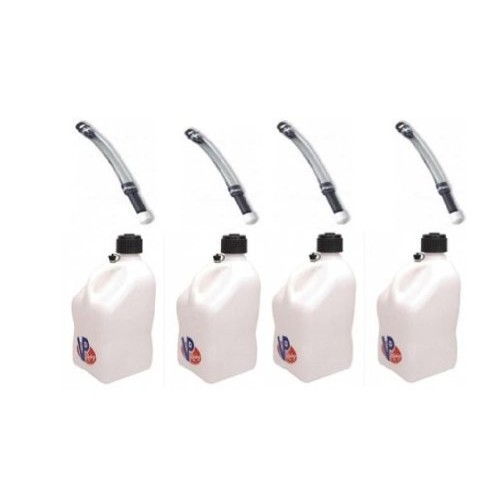 4 Pack VP 5 Gallon Square White Racing Utility Jugs with 4 Deluxe ...