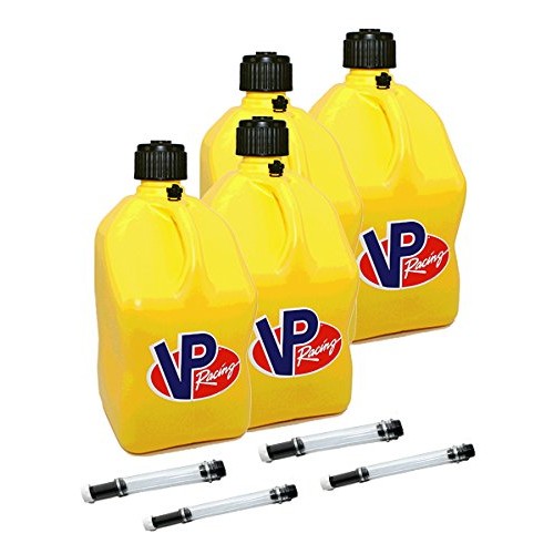 4 Pack VP 5 Gallon Square Yellow Racing Utility Jugs with 4 Deluxe...