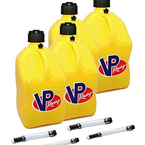 4 Pack VP 5 Gallon Square Yellow Racing Utility Jugs with 4 Deluxe...