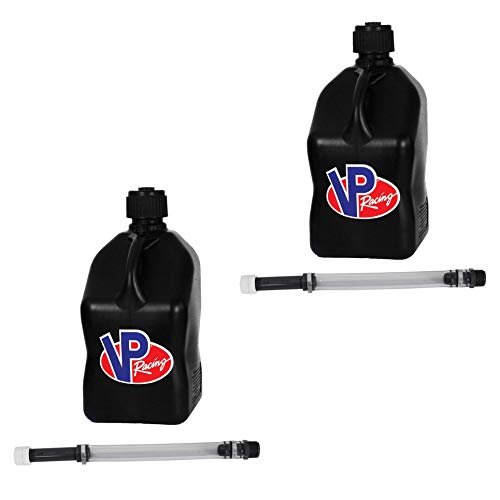 2 Pack VP 5 Gallon Square Black Racing Utility Jugs with 2 Deluxe ...