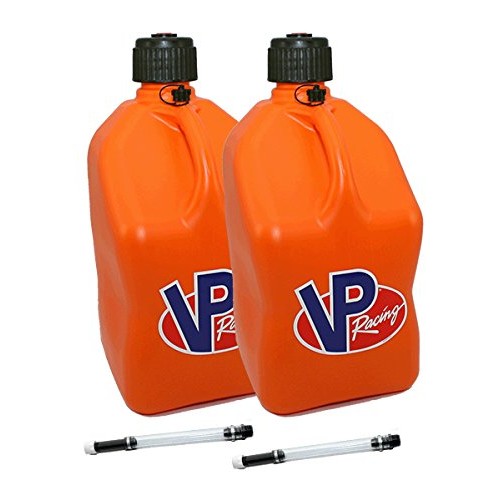 2 Pack VP 5 Gallon Square Orange Racing Utility Jugs with 2 Deluxe...