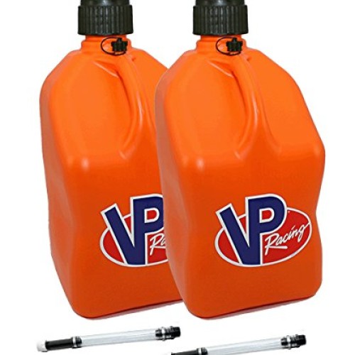 2 Pack VP 5 Gallon Square Orange Racing Utility Jugs with 2 Deluxe...