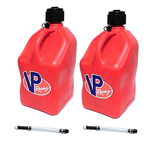 2 Pack VP 5 Gallon Square Red Racing Utility Jugs with 2 Deluxe Fi...