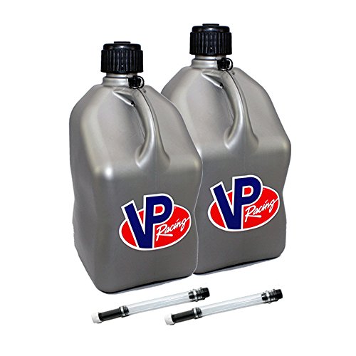 2 Pack VP 5 Gallon Square Silver Racing Utility Jugs with 2 Deluxe...