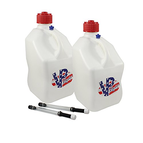 2 Pack VP 5 Gallon Square White Patriotic Racing Utility Jugs with...