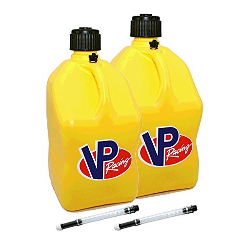 2 Pack VP 5 Gallon Square Yellow Racing Utility Jugs with 2 Deluxe...
