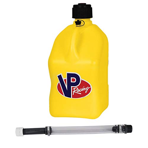 VP 5 Gallon Square Yellow Racing Utility Jug with Deluxe Filler Hose