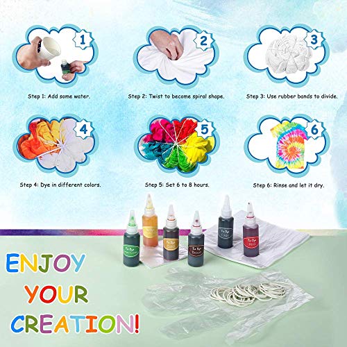 32 Color Tie Dye Kit for Kids,Vsadey Tie-Dye Kits for Dying Fabric...