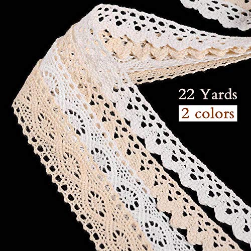 VU100 22 Yards Crochet Cotton Lace Trim Ribbon,4 Rolls Vintage Sew...