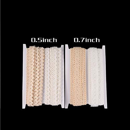VU100 22 Yards Crochet Cotton Lace Trim Ribbon,4 Rolls Vintage Sew...