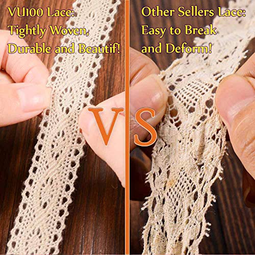 VU100 22 Yards Crochet Cotton Lace Trim Ribbon,4 Rolls Vintage Sew...