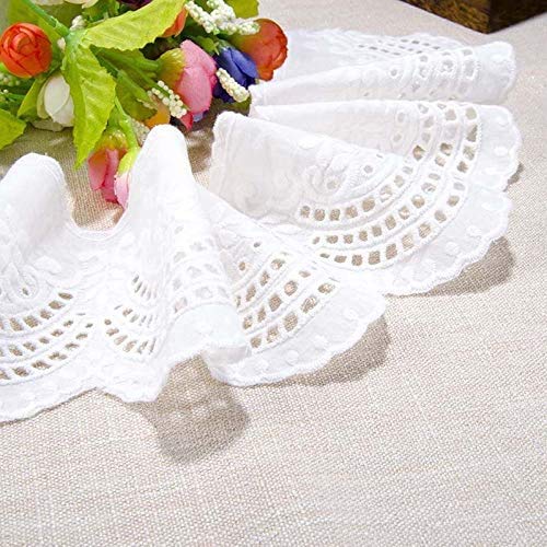 VU100 Scalloped Eyelet Lace Trim White, 4 Inch Wide 5 Yard Cotton ...