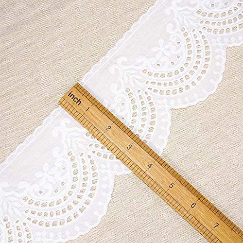 VU100 Scalloped Eyelet Lace Trim White, 4 Inch Wide 5 Yard Cotton ...