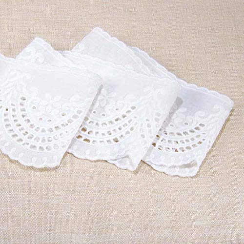 VU100 Scalloped Eyelet Lace Trim White, 4 Inch Wide 5 Yard Cotton ...