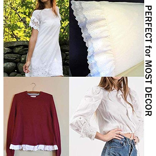 VU100 Scalloped Eyelet Lace Trim White, 4 Inch Wide 5 Yard Cotton ...