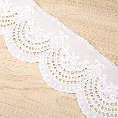 VU100 Scalloped Eyelet Lace Trim White, 4 Inch Wide 5 Yard Cotton ...