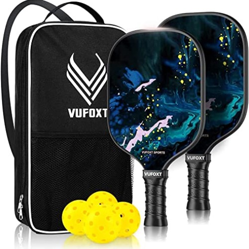 VUFOXT Pickleball Paddles Set of 2 , 99.99% Carbon Fiber, Graphite...