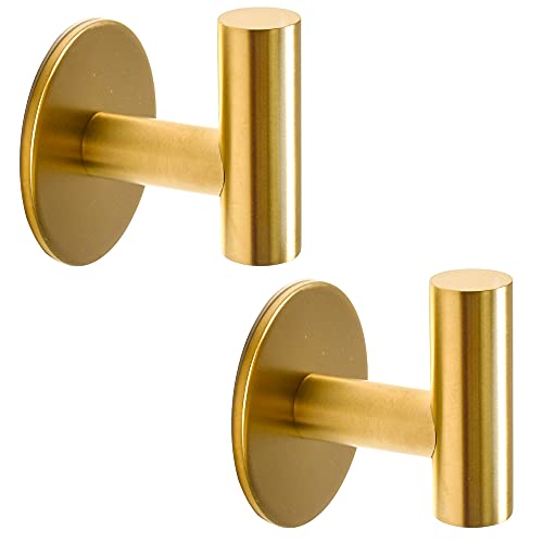 Vuzvuv Adhesive Hooks Brushed Gold SUS304 Stainless Steel Towel Ho...