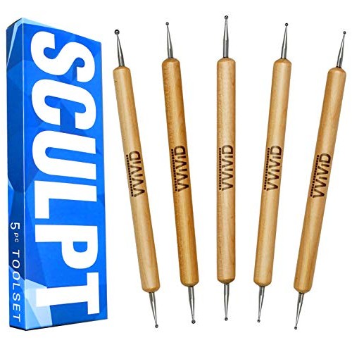 VViViD Sculpt Double Ended 5-Piece Metal Ball Stylus & Wooden Hand...