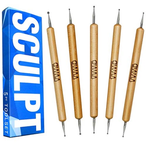 VViViD Sculpt Double Ended 5-Piece Metal Ball Stylus & Wooden Hand...