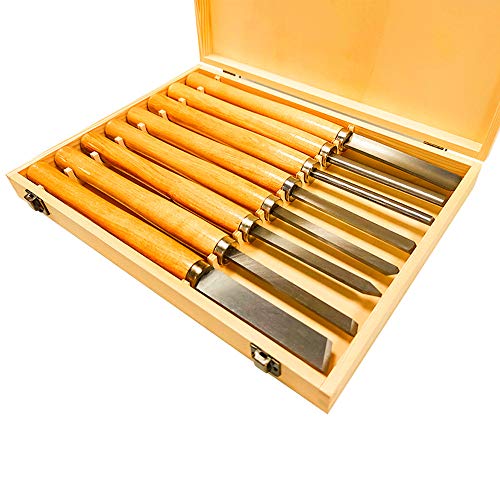 8PCS HSS Wood Lathe Chisel Set for Wood Chisel Lathe Turning Tools...