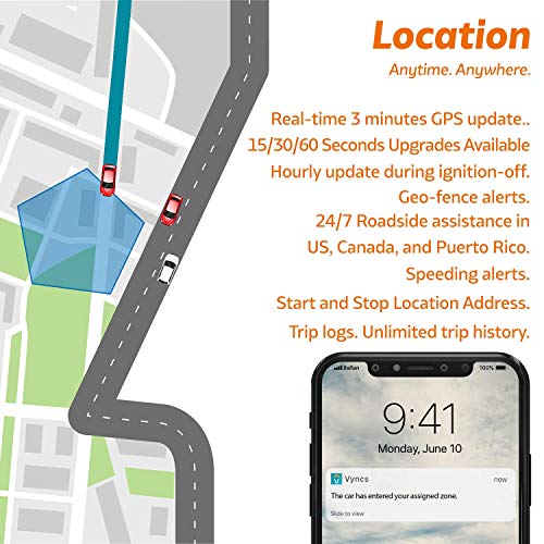VYNCS Premium: No Monthly Fees GPS Tracker OBD 3G Vehicle GPS Trac...