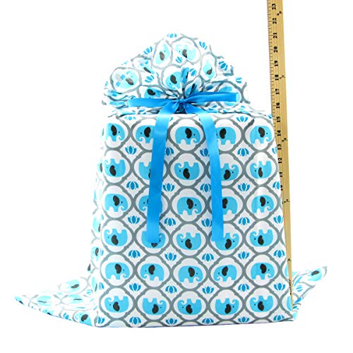 Elephants Reusable Fabric Gift Bag for Baby Shower, Child’s Birthd...