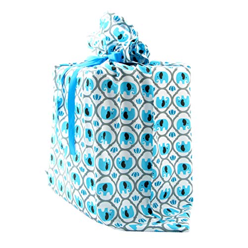 Elephants Reusable Fabric Gift Bag for Baby Shower, Child’s Birthd...
