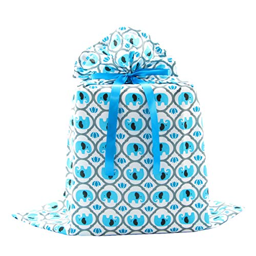 Elephants Reusable Fabric Gift Bag for Baby Shower, Child’s Birthd...