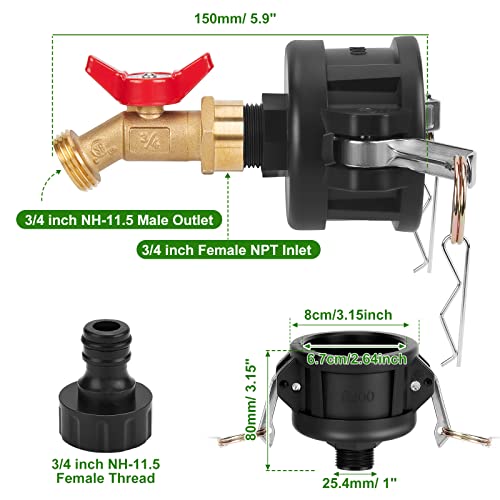 WADEO IBC Tote Adapter, 2 Cam Lock for 275-330 Gallon IBC Tote Ta...