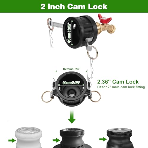 WADEO IBC Tote Adapter, 2 Cam Lock for 275-330 Gallon IBC Tote Ta...