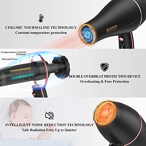 WADODO Ionic Hair Dryer, 2200W Professional Blow Dryer Fast Drying...