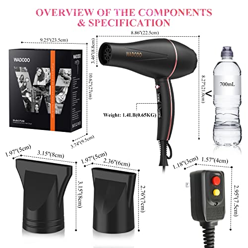 WADODO Ionic Hair Dryer, 2200W Professional Blow Dryer Fast Drying...