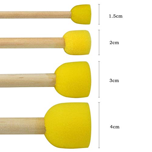 WAFJAMF 40-Pieces Assorted Size Round Sponges Brush Set, Paint Too...